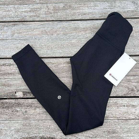 Lululemon Wunder Train‎ High-Rise Ribbed Tight 25" Black size 0 NWT - Picture 1 of 6